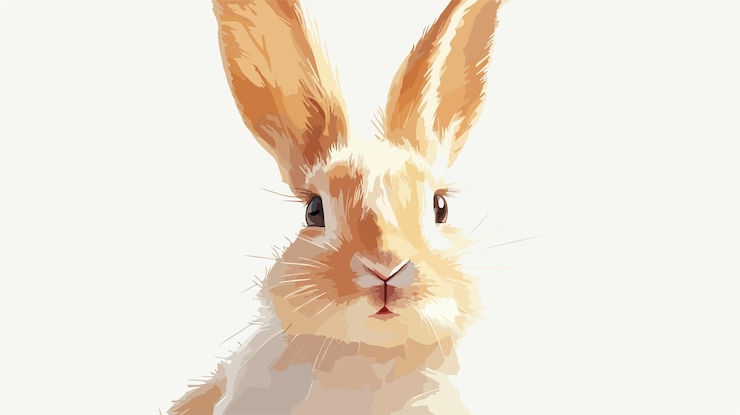 Vector adorable shy female wild rabbit cute neutral wide animal image