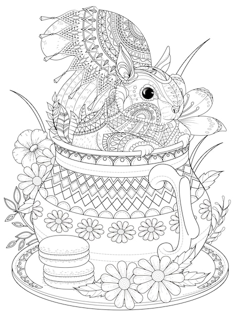 Vector adorable squirrel in a teapot