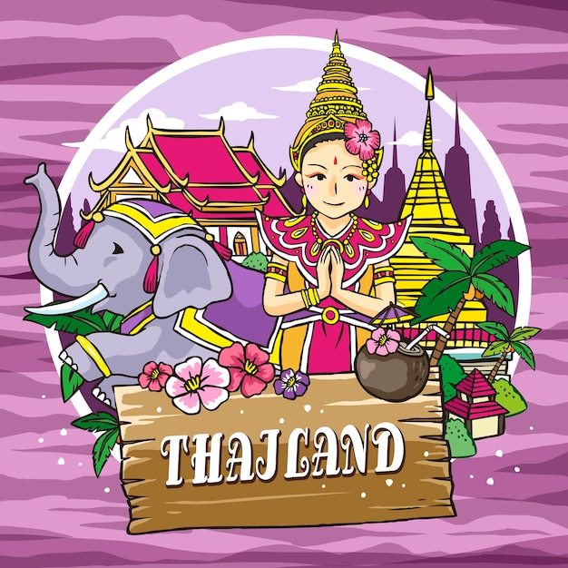 벡터 사랑스러운 태국 여행 포스터