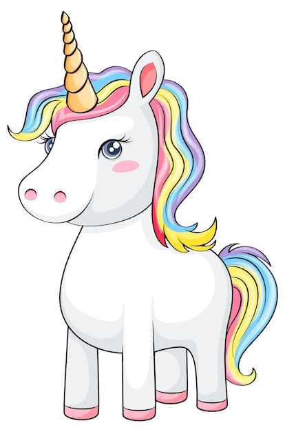 Adorable Unicorn with Rainbow Mane