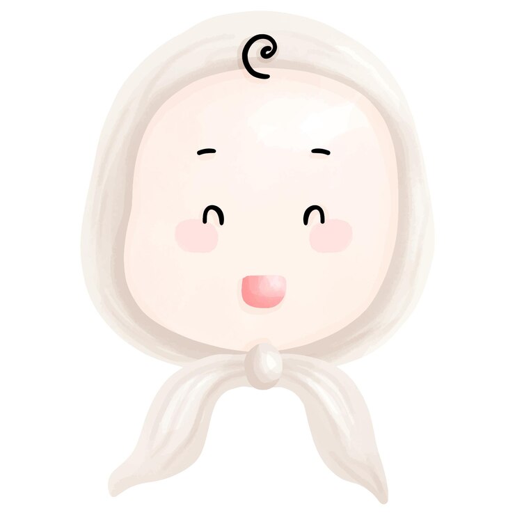 Vector 머리 가발 을 입은 행복 한 아기 의 사랑스러운 수채화 일러스트레이션