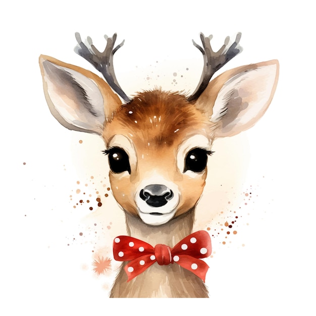 Adorable Watercolor Winter Deer Illustration Cute and Whimsical Artwork with a Touch of Magic