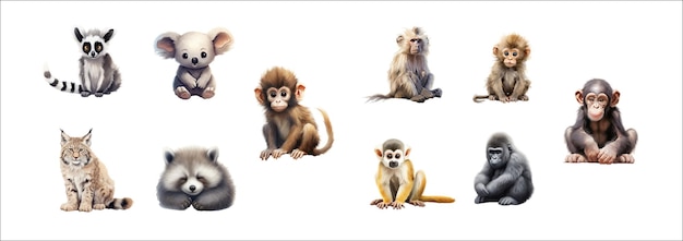 Vector adorable wild animals collection detailed vector illustrations of various cute baby