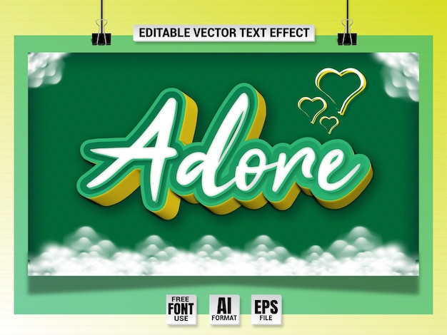 Adore love teksteffect moderne banner promotionele sjabloon