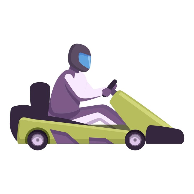 Vector adrenalin karting icon cartoon vector racer driver