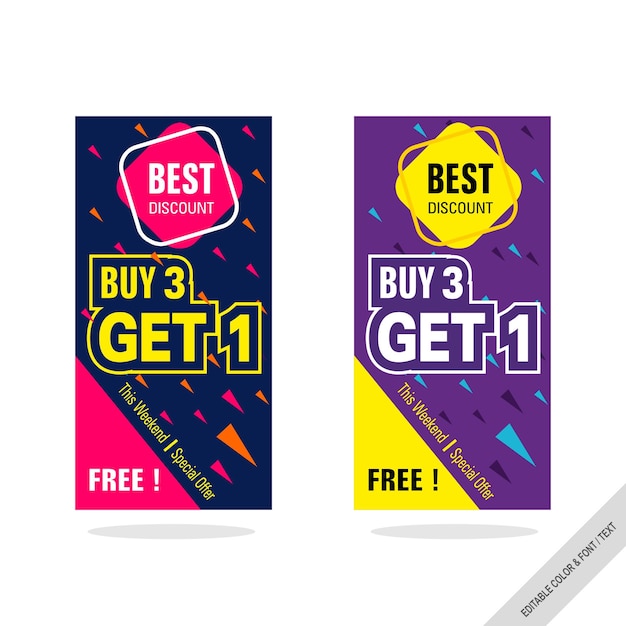 ads banner promotion get 1 sale template vector design