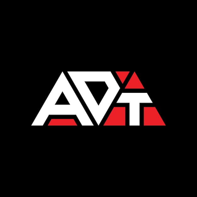 Vettore adt triangolo lettera logo design con forma di triangolo adt logo triangolo design monogramma adt modello di logo vettoriale triangolo con colore rosso adt logo triangolare semplice elegante e lussuoso logo adt