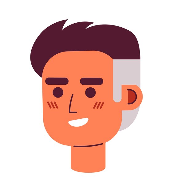 Vector adult cheerful man semi flat vector character head