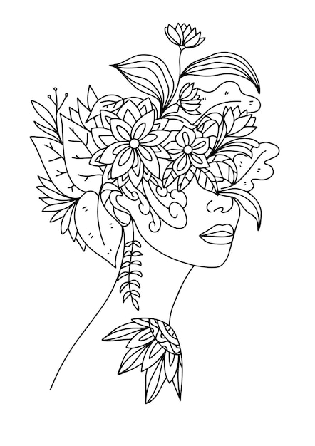 adult coloring book page 2 abstract woman head floral