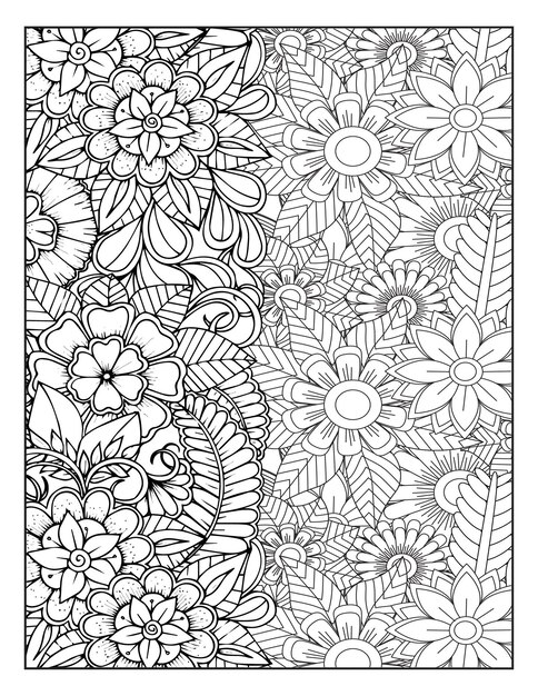 Vector adult floral coloring pages