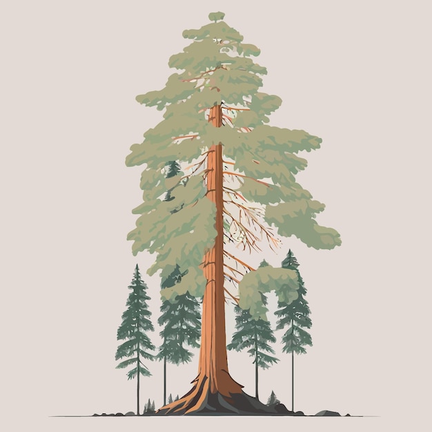 Vector adult giant sequoia tree