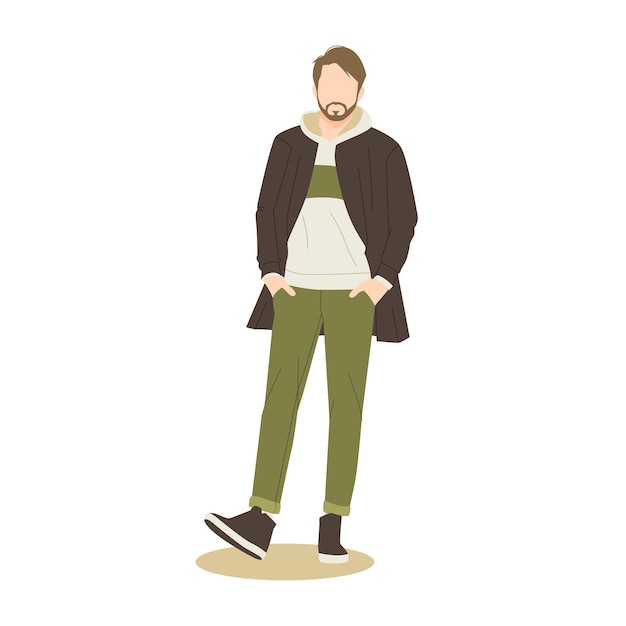 Vector adult man posing with casual outfits illustration