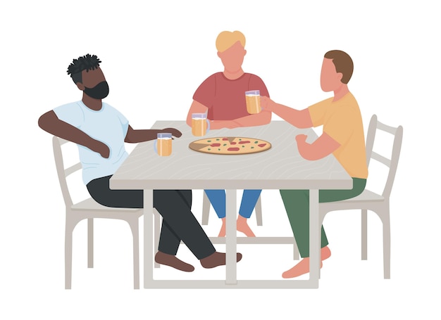 Vector adult men drinking beer together semi flat color vector characters. full body people on white. outdoor drinking party isolated modern cartoon style illustration for graphic design and animation