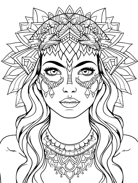 Adults Coloring Page_Mandala Women_2