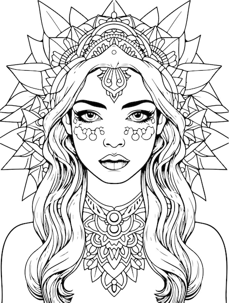 Adults Coloring Page_Mandala Women_5