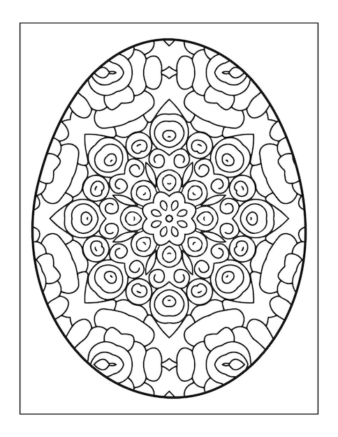 Adults easter egg with flower pattern coloring page for adults