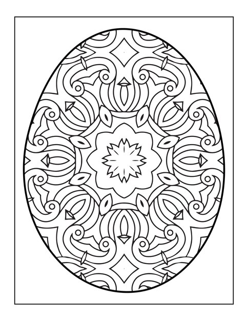Uovo di pasqua per adulti con motivo floreale da colorare per adulti