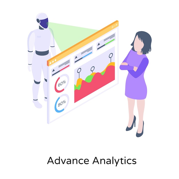 Vector advance analytics isometric icon vector design