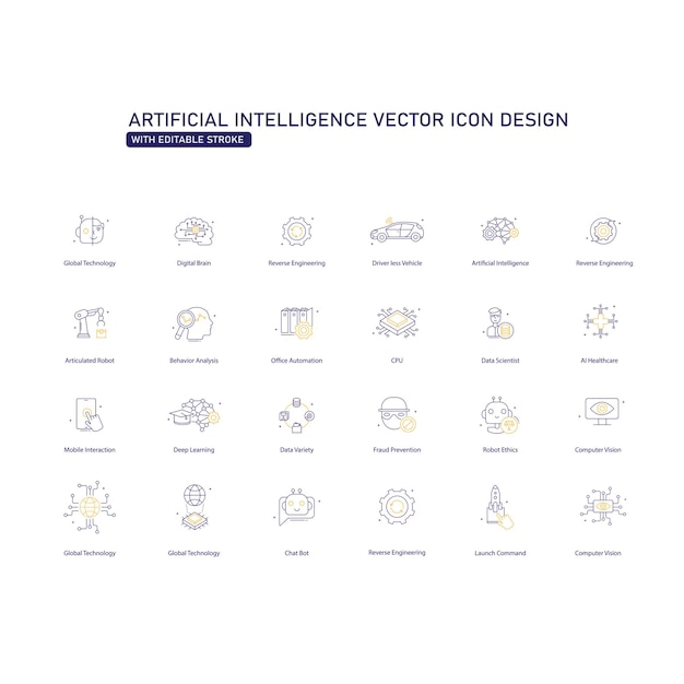 advanced ai algorithms and automation vector icon design robotics digital smart systems innovation