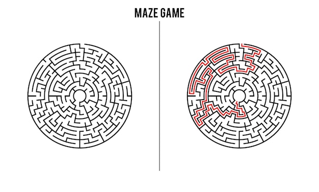 Vettore advanced circular maze puzzle game e soluzione