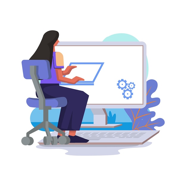 Advanced computer skills flat style illustration design