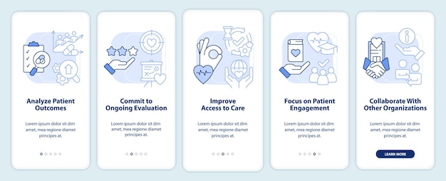 Advancing healthcare system light blue onboarding mobile app screen