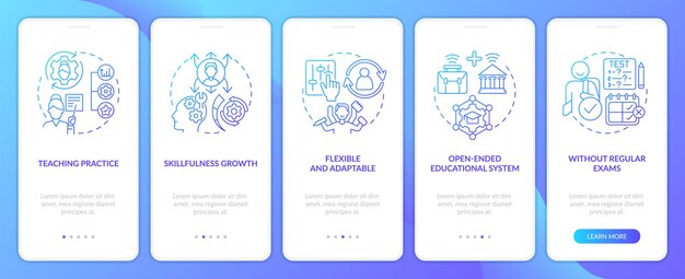 Advantages of non formal education blue gradient onboarding mobile app screen