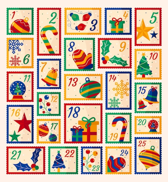 Vector advent calendar in flat design