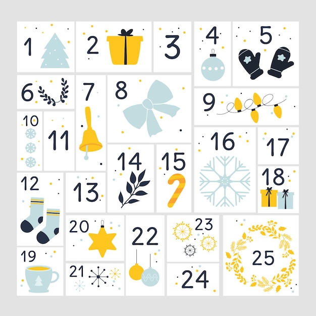 Advent calendar minimalism Vector illustration