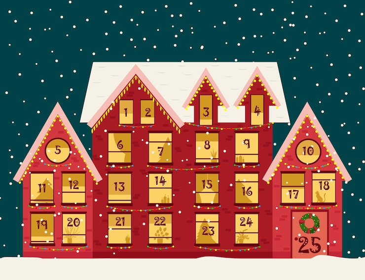 Premium Vector Advent calendar template christmas house with