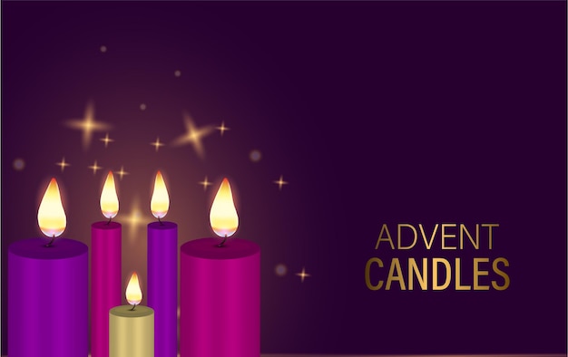 Vector advent candles in purple background vector premium vector