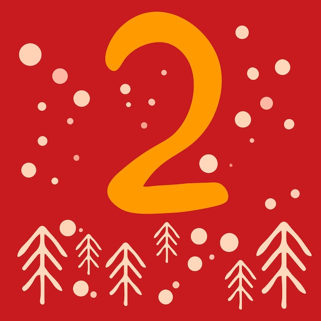 Advent kalender. Cel nummer 2 adventskalender. vector illustratie