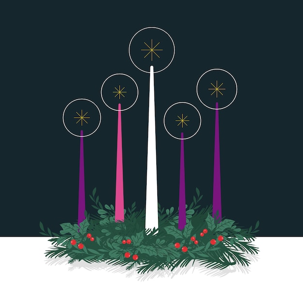 Vector advent wreath and candles