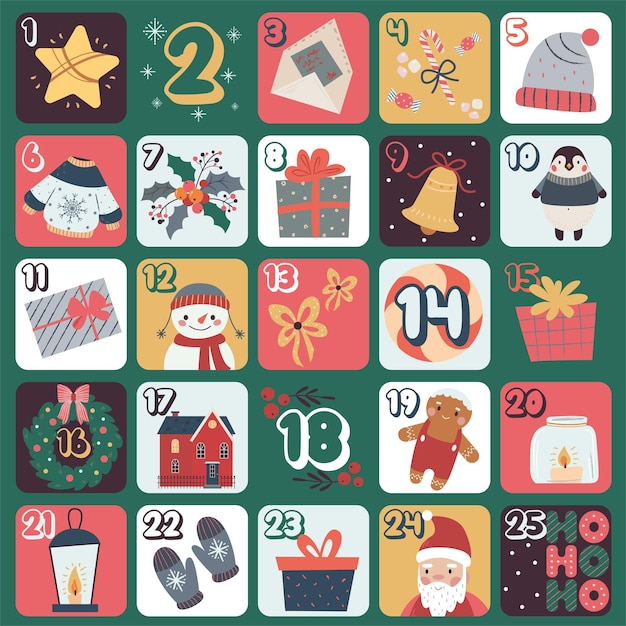 Adventskalender met schattige en charmante illustraties