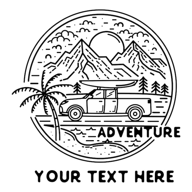 Vector adventur logo with car