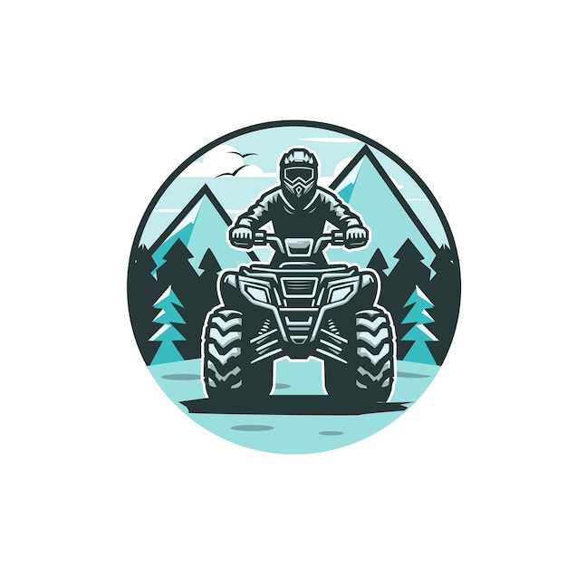 Vector adventure atv on the green hill