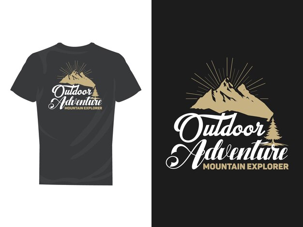 Vector adventure awaits the mountains graphic art tshirt