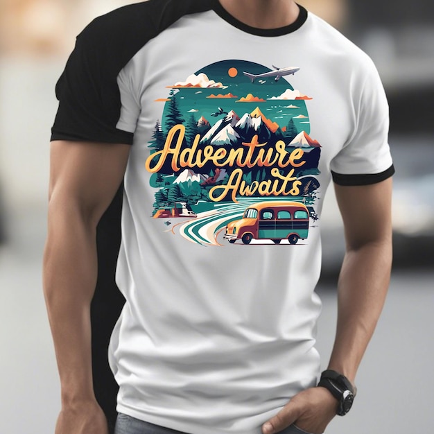 Vector adventure awaits vintage t shirt design mountains and camping vector illustrations outdoor adventure