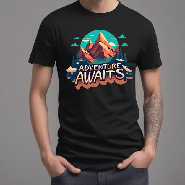 Adventure awaits Vintage Tshirt Design mountains and camping vector illustrations outdoor adventure