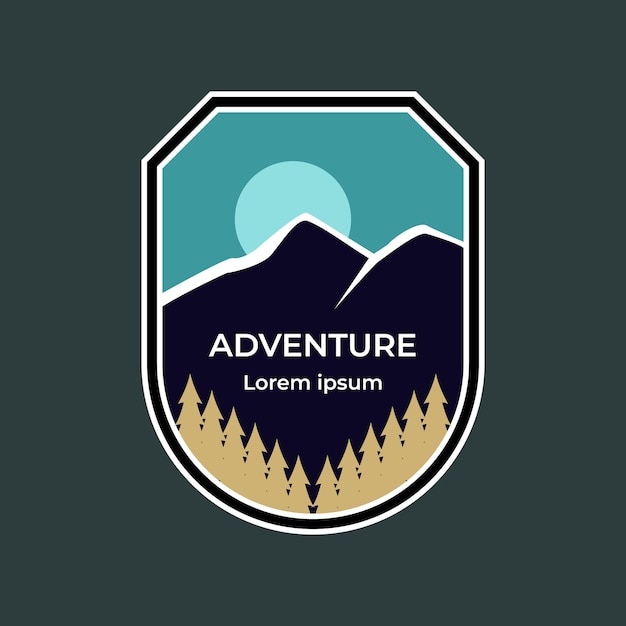 Disegno vettoriale del logo del distintivo dell'avventura