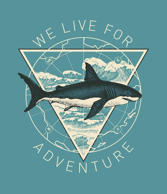 Adventure banner with shark