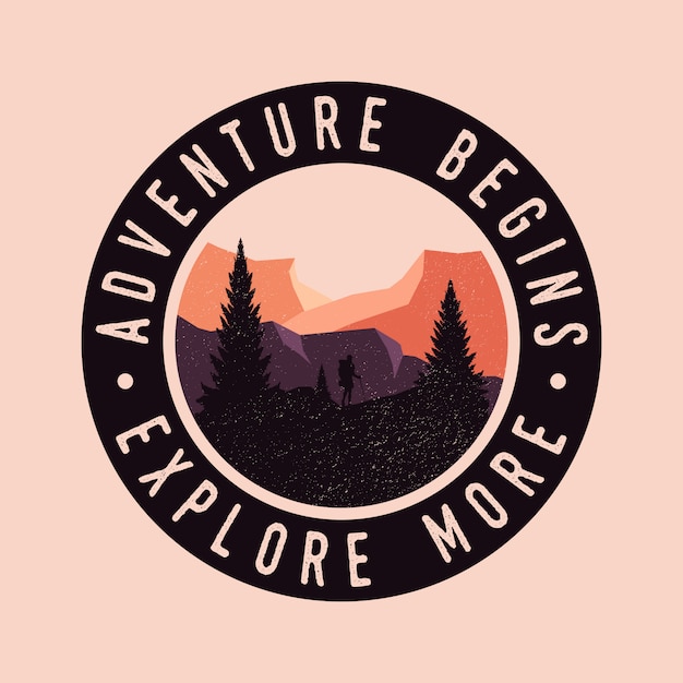 Vector adventure begins colorful explore retro vintage badge logo