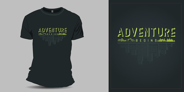 Adventure Begins Modern T shirt design