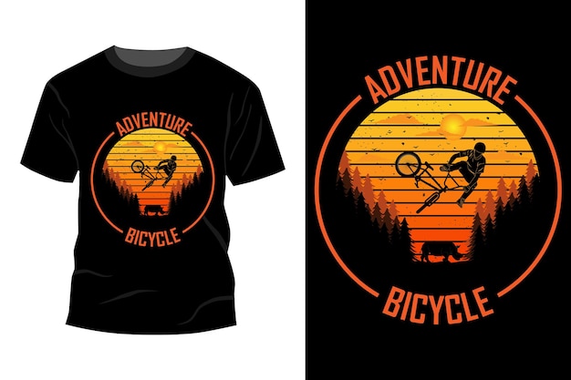 アドベンチャー自転車Tシャツモックアップデザインヴィンテージレトロ