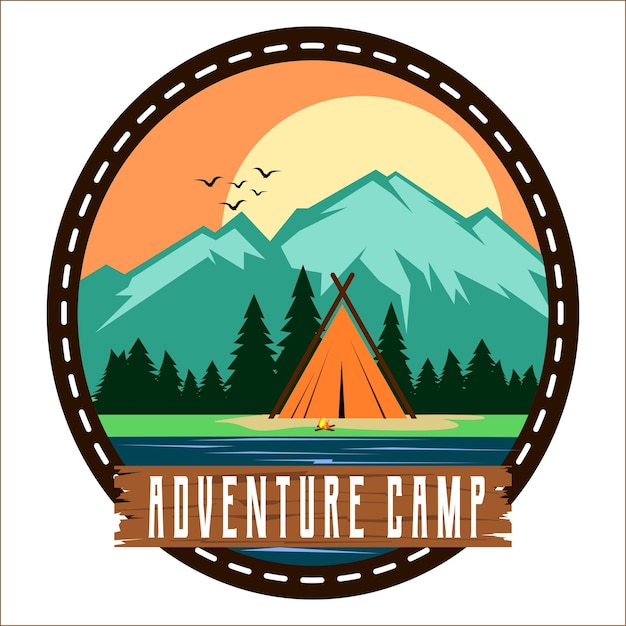 Adventure Camp eenvoudige illustratie vector logo