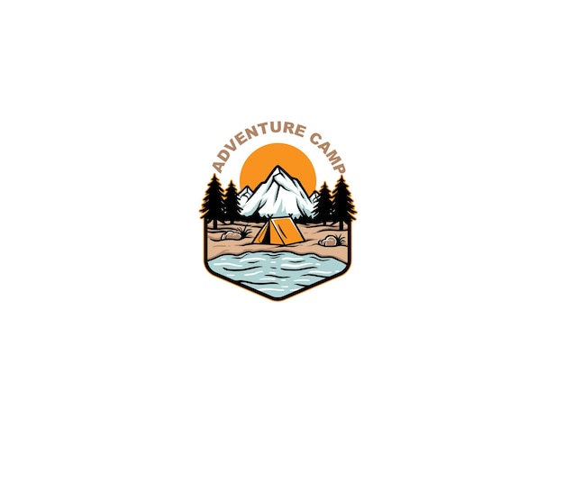 Adventure camping in the mountain logo