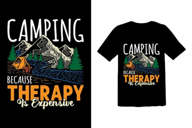 벡터 모험 캠핑 복고풍 타이포그래피 티셔츠 디자인