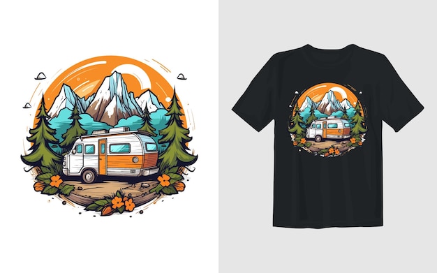 Adventure and camping vector cartoon illustration Adventure and camping t shirt design