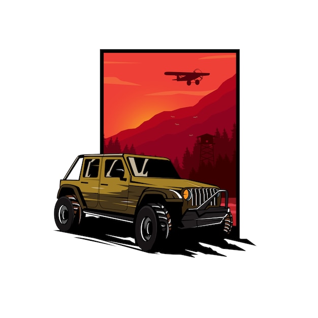 Adventure car illustratie