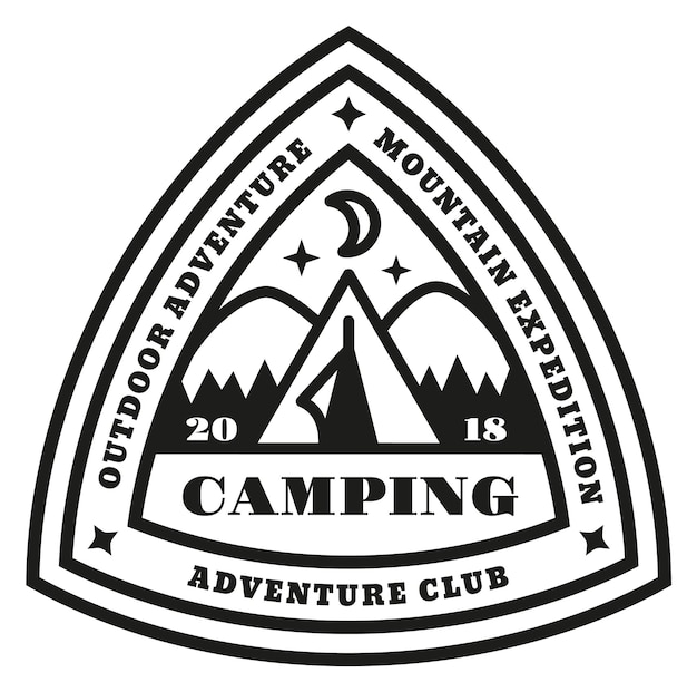 Adventure club logo Camping black line emblem